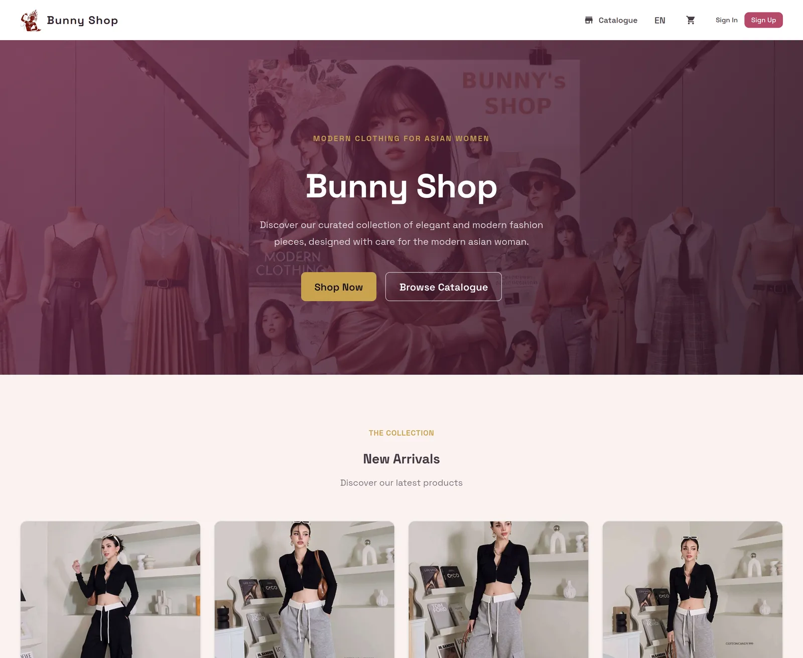 Bunny Shop — store home page and new arrivals